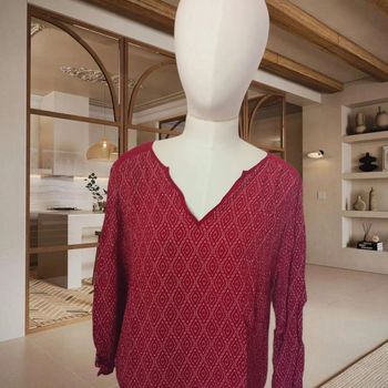 Haut rouge imprimé bohème – Camaïeu – Taille L – Très bon état