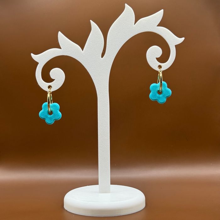 Boucles oreilles créoles fleurs - photo numéro 3