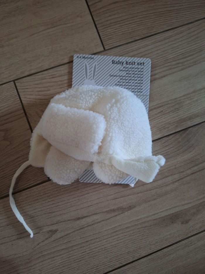 Ensemble bonnet moufles bébé mixte 6 mois