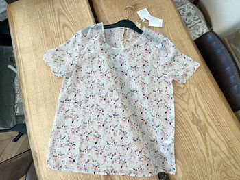 T-shirt Top t-shirt neuf étiqueté transparent fleuri taille M 38 Karl Marc Jacobs