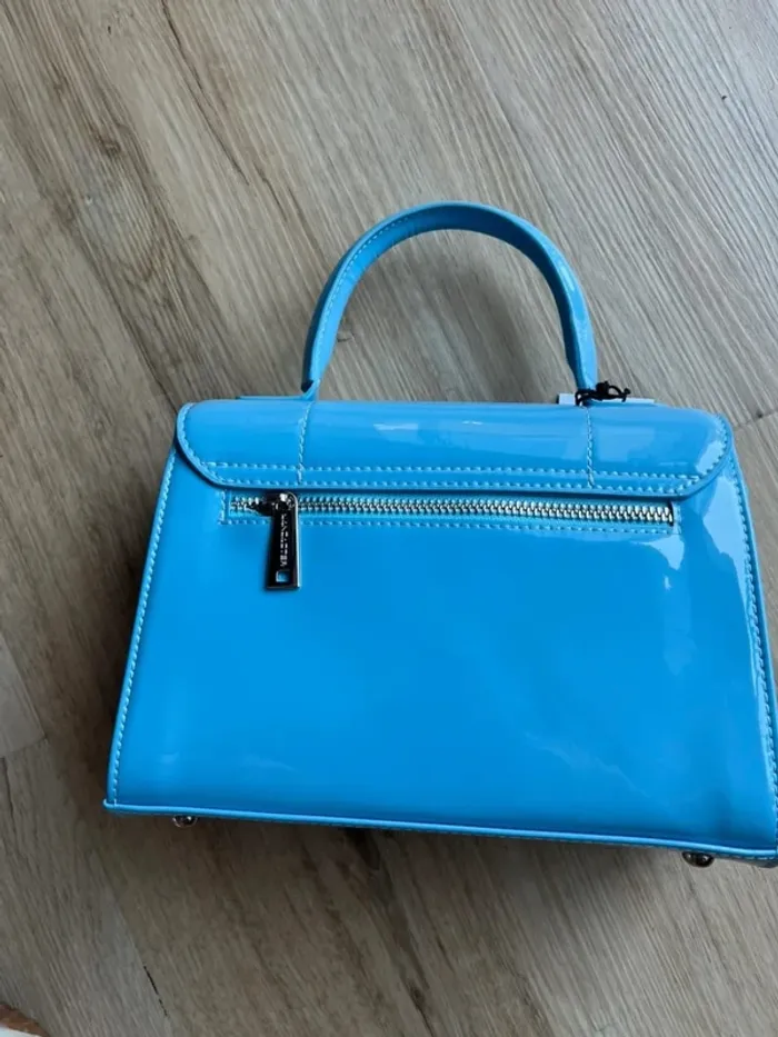 Sac Lancaster Firenze Cuir Vernis Bleu - photo numéro 2