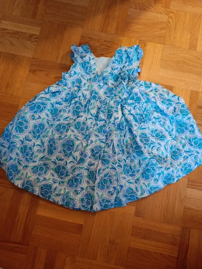 Robe fleurs bleues DPAM 18mois 80cm