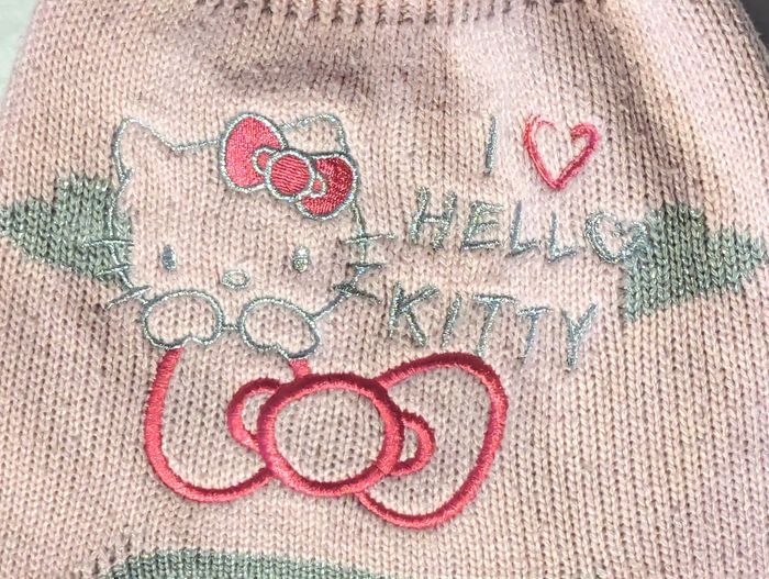 Bonnet Cache Oreilles Dessin Chat Ruban Ecriture Hello Kitty Tresses Pompon Accessoire Petits Enfant - photo numéro 5