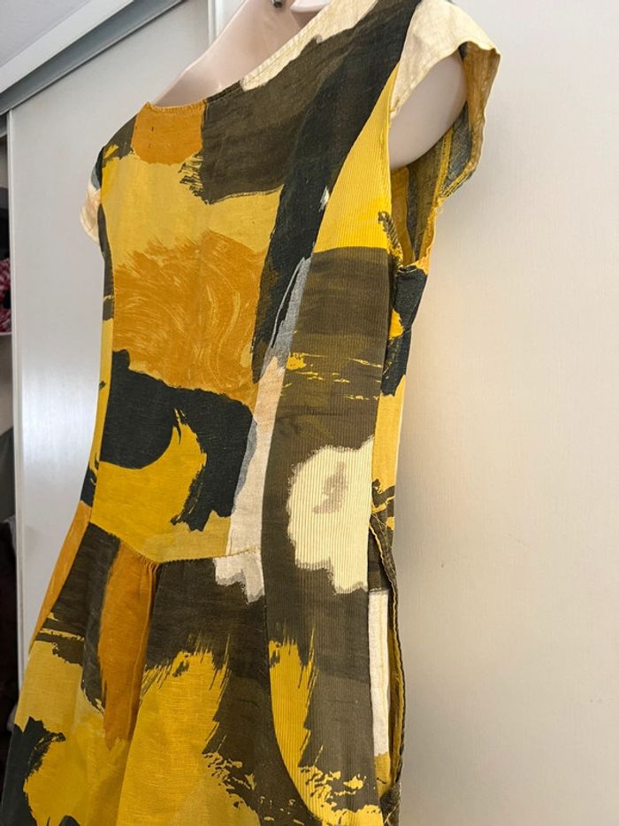 Robe été 100 % lin taille S jaune kaki - photo numéro 12
