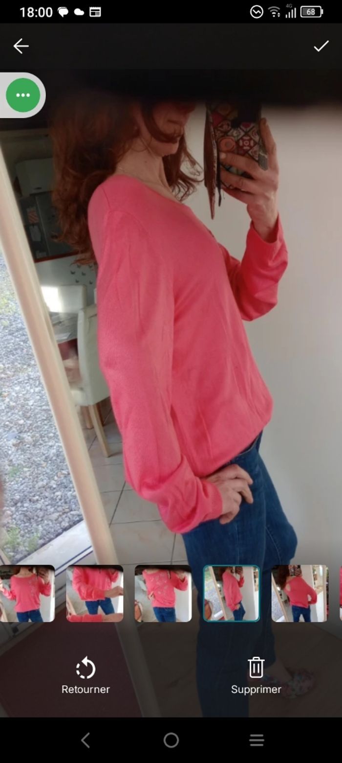 Pull femme 44 rose détails pailletés sequins c79 - photo numéro 5