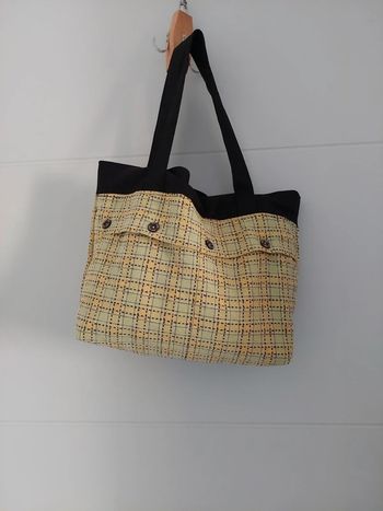 Sac fourre tout recyclé à partir d'un jean et chemise à carreaux
