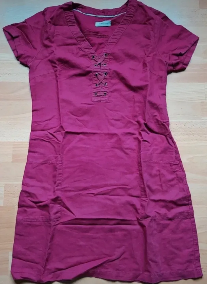 Robe bordeaux fuschia style lin