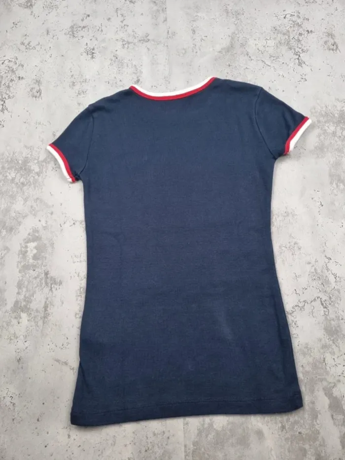 T-shirt Tommy Hilfiger col rond liseré bleu marine – Taille XS Femme (mesures en photos - photo numéro 5