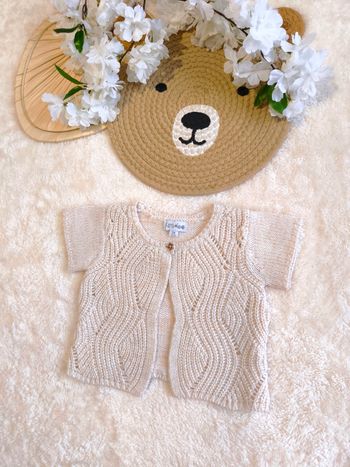 🏷️ GILET MAILLE AJOURÉE & DORÉE | 18 MOIS | KIMBALOO