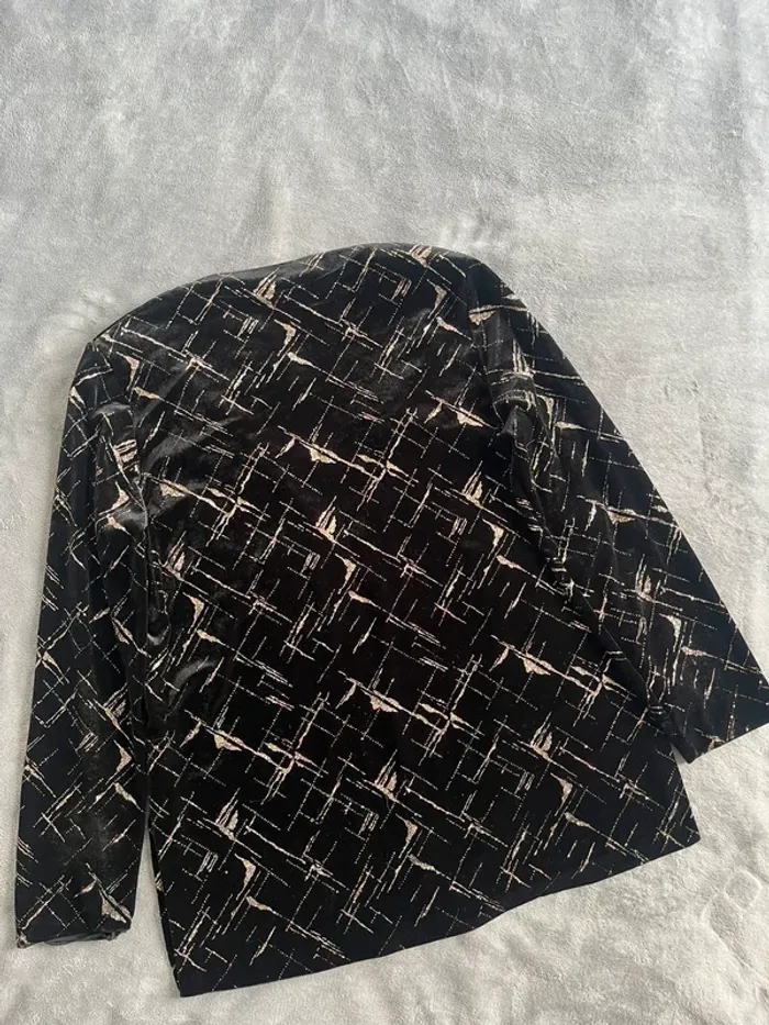 Veste blazer en velours noir et doré pailleté – Simon Jeffrey T.42 (UK 14) - photo numéro 7