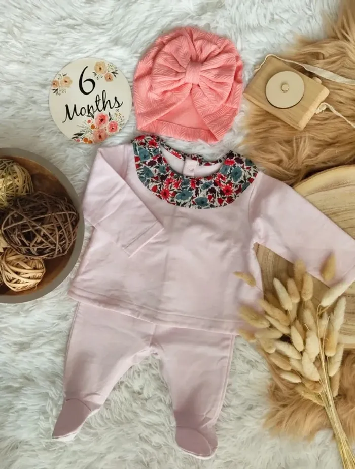 Ensemble 3 pièces liberty et turban Jacadi fille 6 mois 🎀 - photo numéro 2