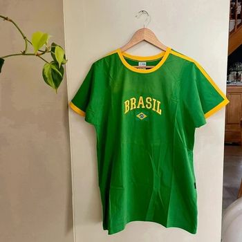 T-shirt vert vintage Brasil Pierim GG/XL 100% coton Made in Brazil coupe unisexe supporter Brésil