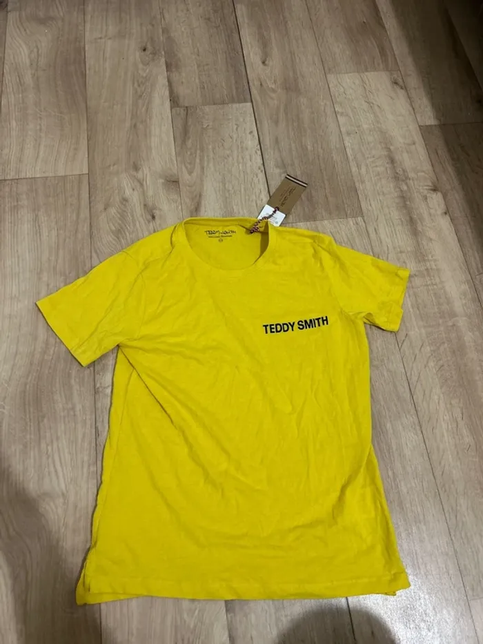 T-shirt Teddy Smith jaune logo recto verso 14ans