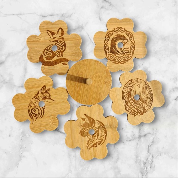 Sous-verre en bois gravés