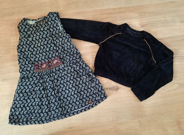 Robe courte noire/blanc hiver avec sous pull IKKS 5 ans