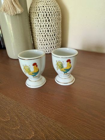 Duo de coquetiers motif  coq - Vintage