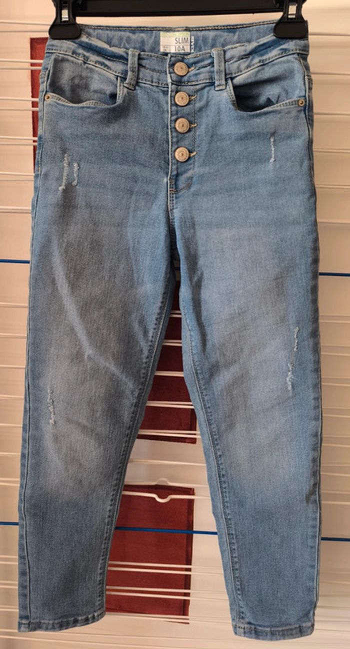 Jean effet dechiré slim fille 10 ans - Kiabi
