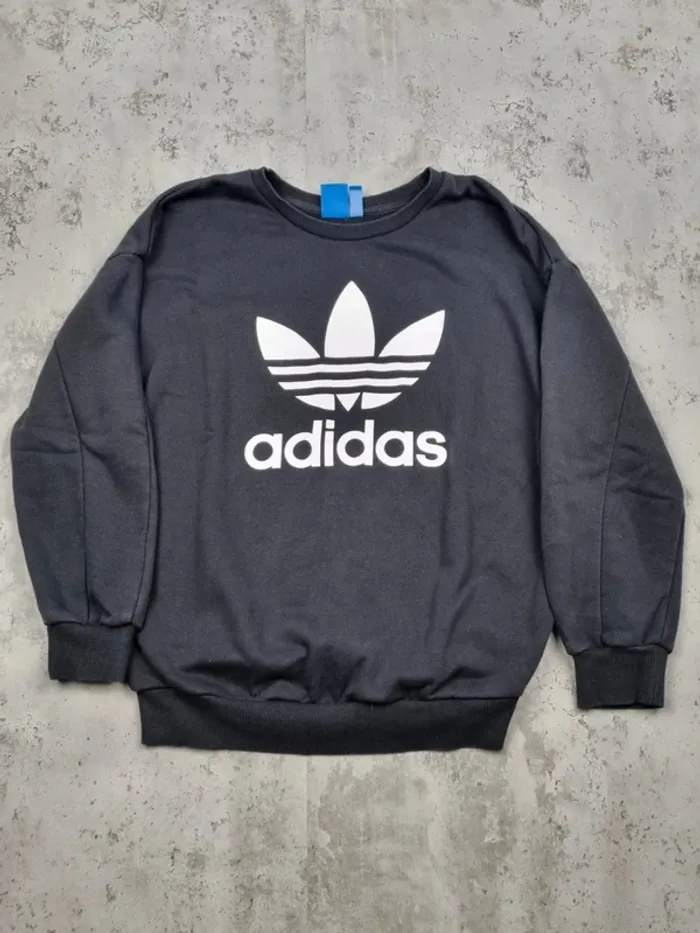 Sweat noir Adidas Trefoil – Taille XS Femme (mesures en photos) - photo numéro 3