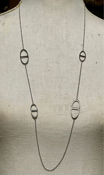 Collier sautoir réglable acier inoxydable  argent gros maillons réglable