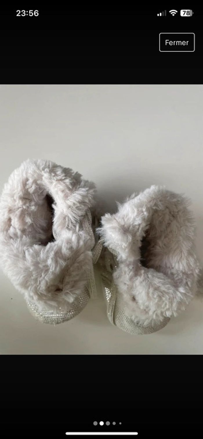 Chausson bébé fille blanc argenté - photo numéro 2