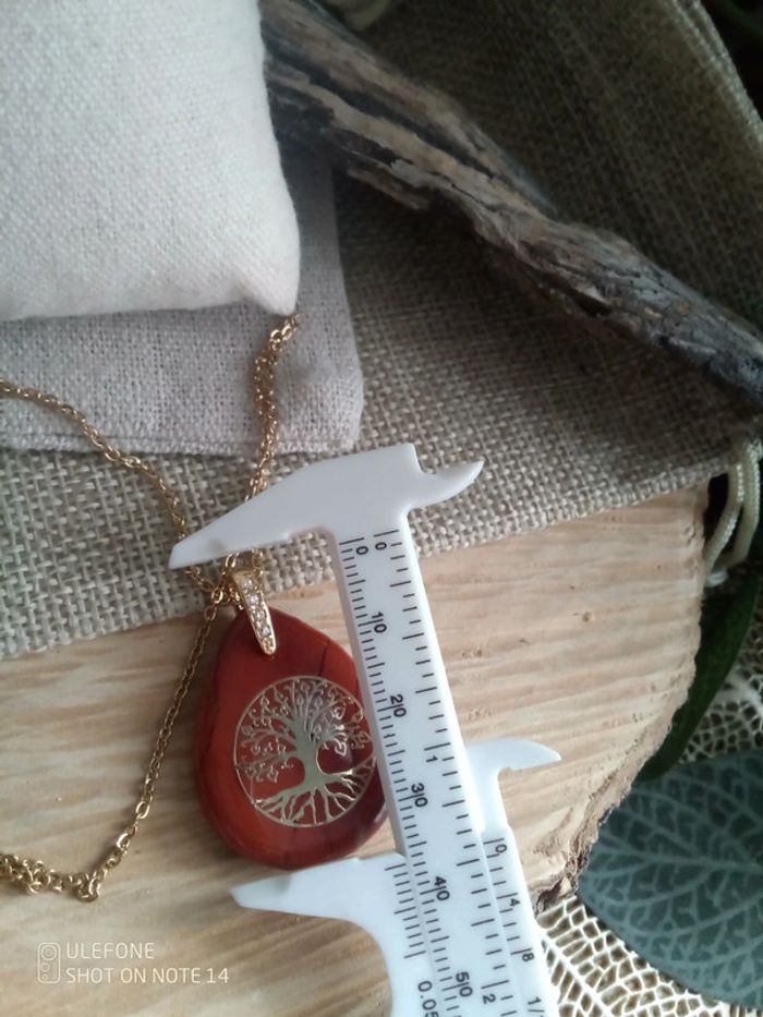 Collier jaspe rouge et arbre de vie - photo numéro 3