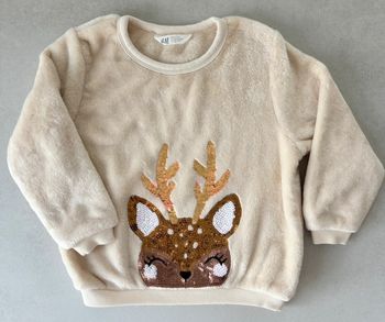Sweat peluche H&M 3-4 ans renne en sequins