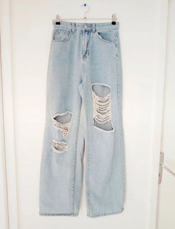 Jeans évasé/ patte d'eph / wide leg à trou taille haute femme