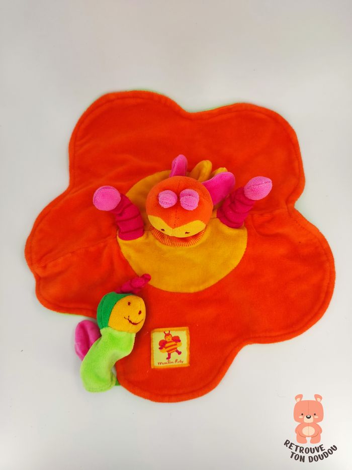 Doudou Plat Marionnette Abeille Orange Moulin Roty - photo numéro 2