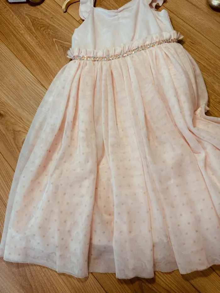 Taille 3-4 ans robe longue créateur fille TAO rose * sequins et tulle * 💕 - photo numéro 4