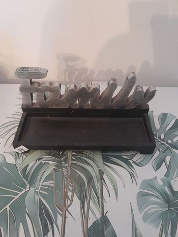 Décoration en bois family noir et argenté