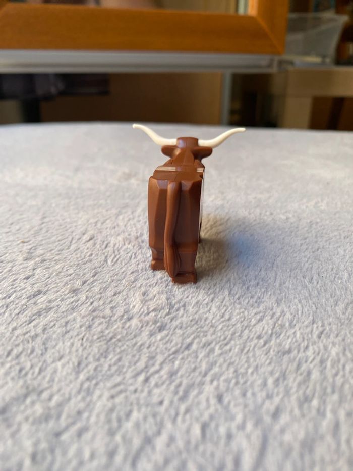 Lego vache Cow with Light Nougat Muzzle and White Spot on Head Pattern with Long Horns - photo numéro 5