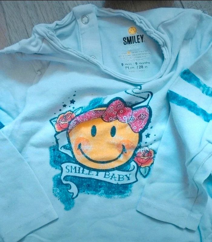 Ensemble Smiley jean, gilet et haut 9 mois - photo numéro 4