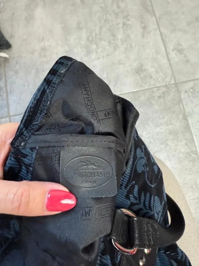 Sac à main Longchamp cuir et velours noir et bleu édition limité neuf - photo numéro 10