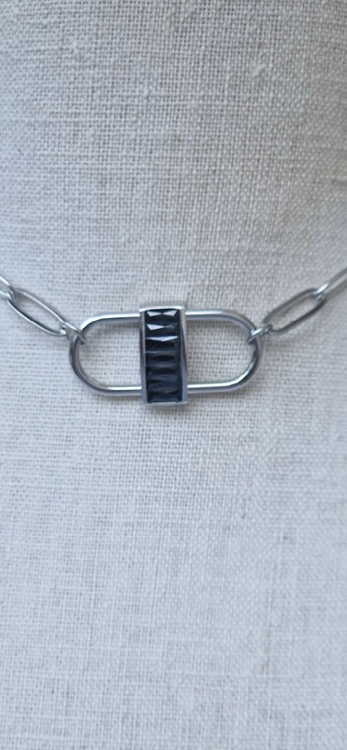 Collier mailles larges réglable acier inoxydable argent Manille - photo numéro 2