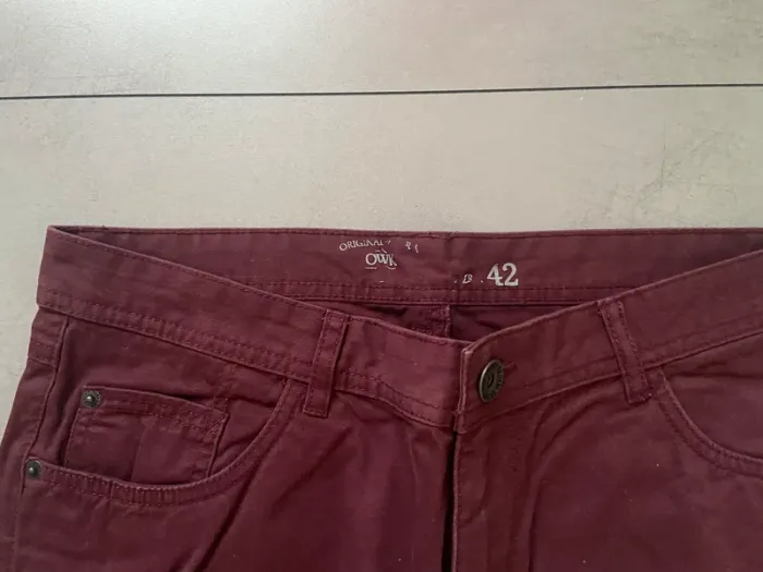 Pantalon droit jean homme bordeaux - photo numéro 2