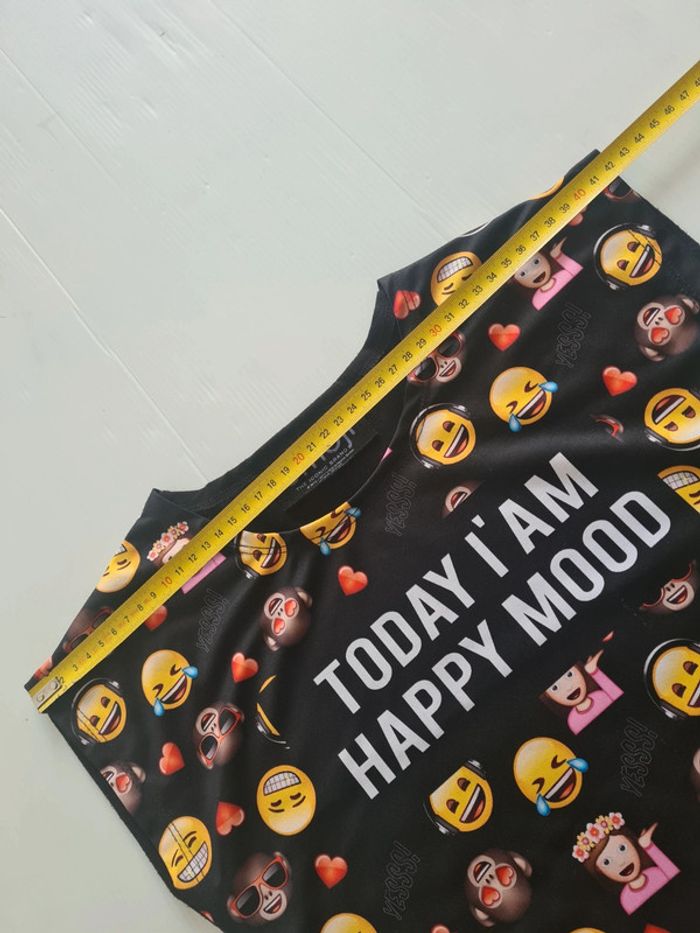 Tee-shirt Emoji bi-matière fille 12 ans peu porté - photo numéro 7
