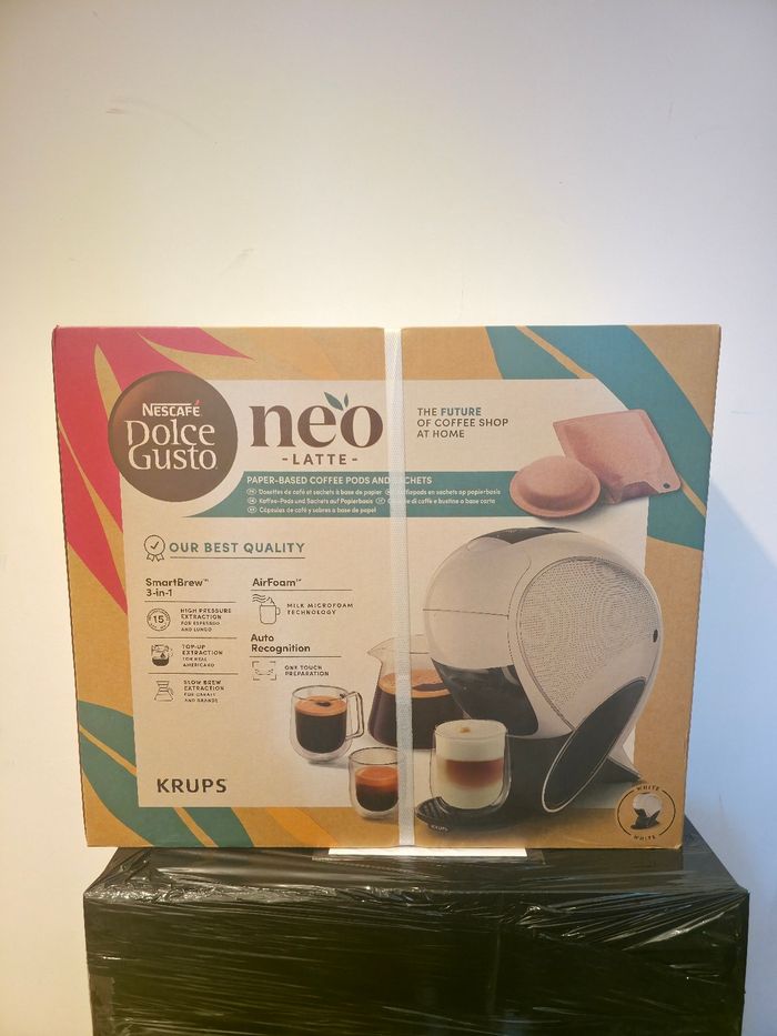 Nescafé Dolce Gusto NEO CAFFE - Machine À Café KRUPS pour Dosettes Compostables - Technologie Brevetée SmartBrew 3-En-1 - Cafetière Connectée