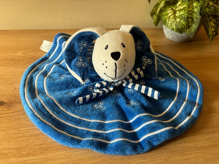Doudou plat rond lapin bleu blanc triskel  breizh créations - photo numéro 2