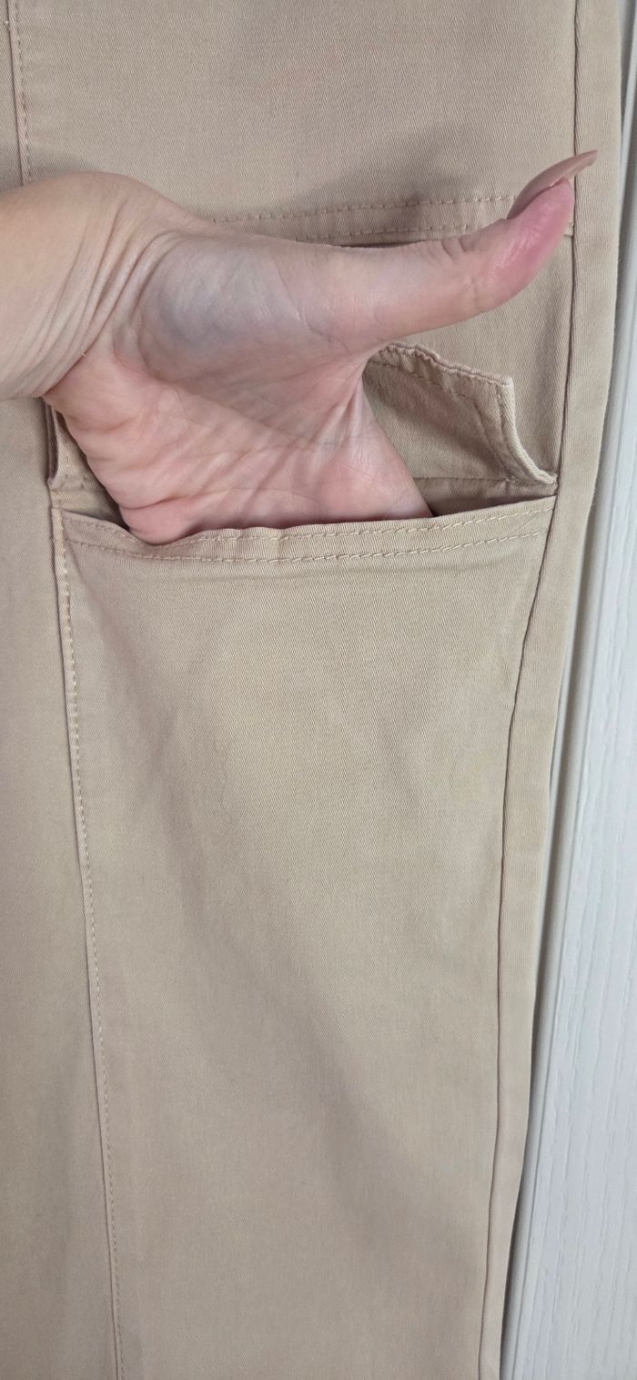 Pantalon Cargo Beige Taille Haute – Coupe Tendance - photo numéro 4