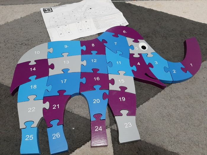 puzzle éducatif en bois épais double face éléphant BS complet + notice - photo numéro 2