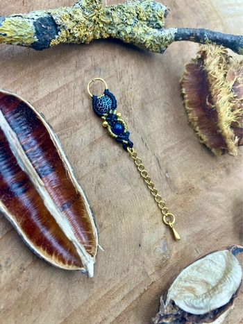 Bijou de cheveux, tresse/dread, macramé pierre Agate bleue