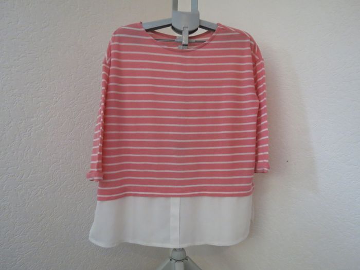 🌸 HAUT RAYÉ ROSE & BLANC – EFFET 2-EN-1 ULTRA TENDANCE 🌸