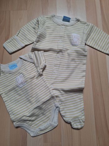 Lot 2 pièces GARÇON 1 MOIS
N°721
lot 2 pièces
Grenouillère avec son bodie
Rayé , jaune 2 tons
100% coton
Pression devant ( pyjama)
Taille 1 mois
King bear
1,50€
#kelly_garçon1mois