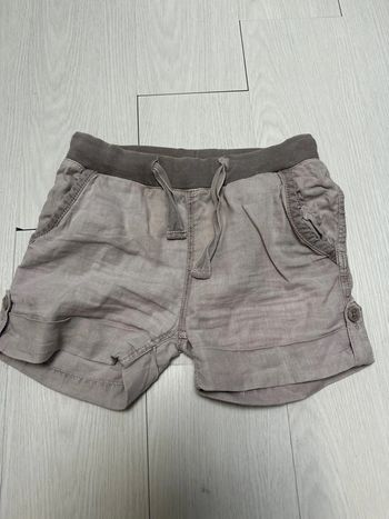 Short en toile léger gris, marron Little cerise, huit ans