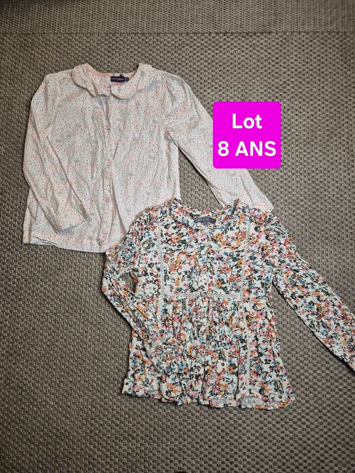 Lot de 2 chemises manches longues à fleurs fille - 8 ans