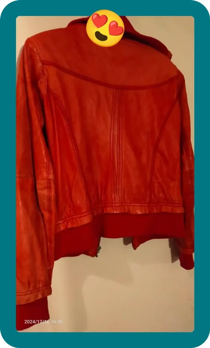 Veste en cuir rose - photo numéro 3