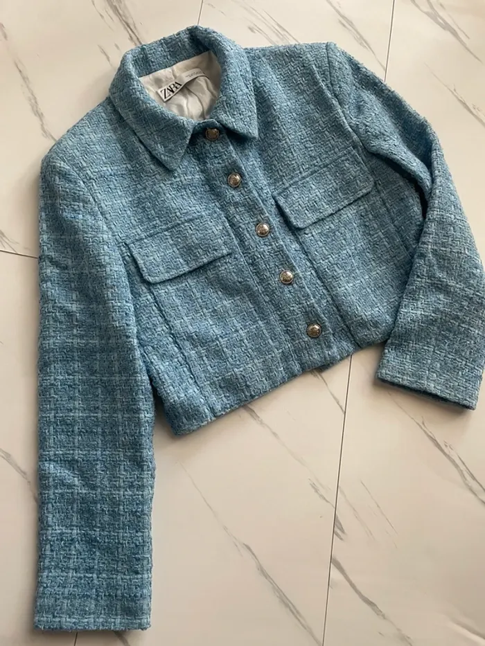 Zara Veste blazer tailleur cropped tweed taille M - photo numéro 11