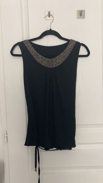 Top noir strass