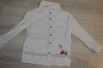Chemise blanche Orchestra 23 mois - 2 ans camion de pompier
