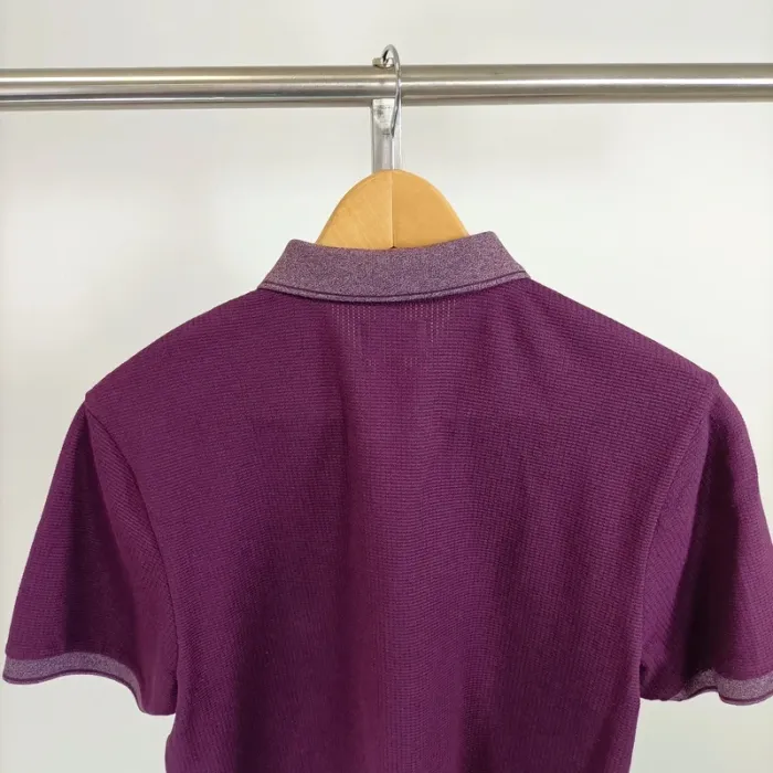 Polo tshirt violet col chemisier à boutons 100% coton taille M CMT A556 - photo numéro 4